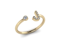 18KT Gold and 0.08 carat Diamond J Initial Ring