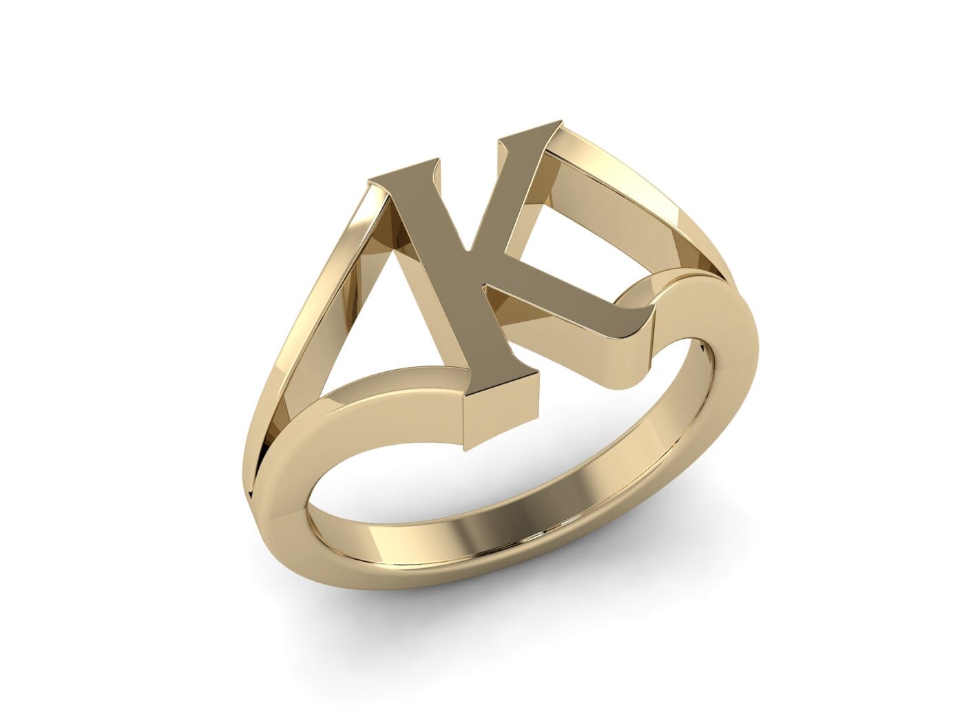 18KT Gold K Initial Ring