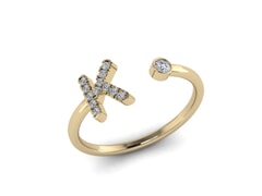 18KT Gold and 0.13 carat Diamond K Initial Ring