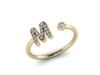  M Initial Ring in 18k Gold and 0.18 carat Diamond 