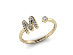 18KT Gold and 0.18 carat Diamond M Initial Ring