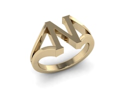 18KT Gold N Initial Ring