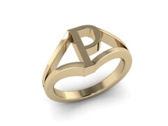 18KT Gold P Initial Ring