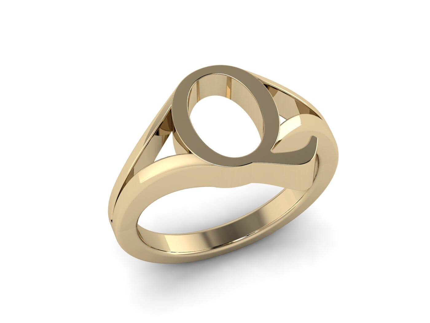 18KT Gold Q Initial Ring