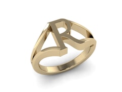 18KT Gold R Initial Ring