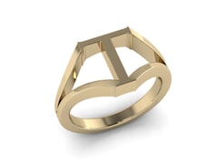 18KT Gold T Initial Ring