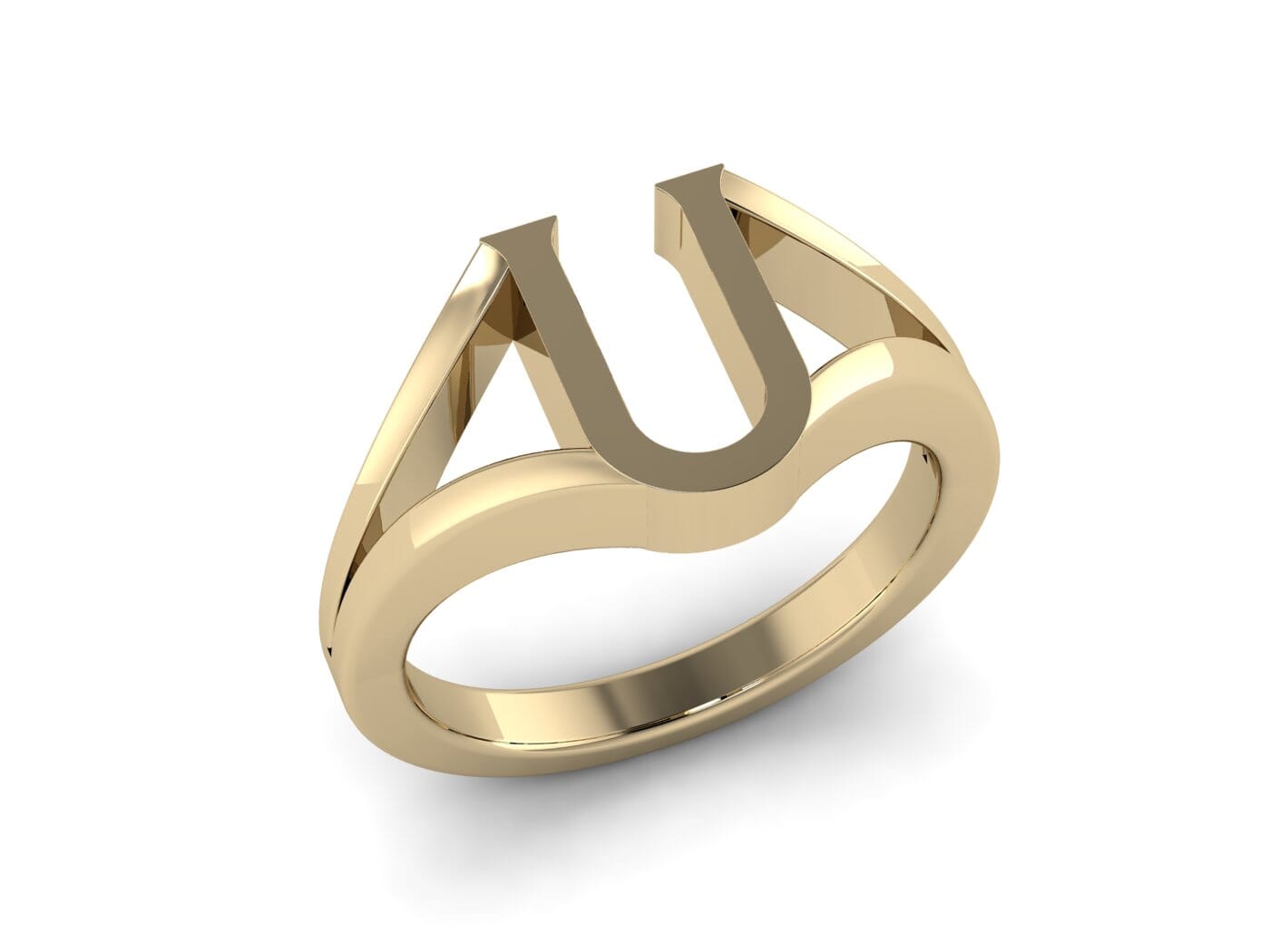 U Initial Ring in 18k Gold 