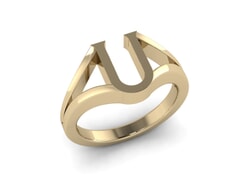 18KT Gold U Initial Ring