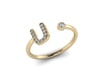  U Initial Ring in 18k Gold and 0.12 carat Diamond 