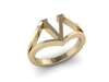 V Initial Ring in 18k Gold 