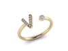 V Initial Ring in 18k Gold and 0.10 carat Diamond 