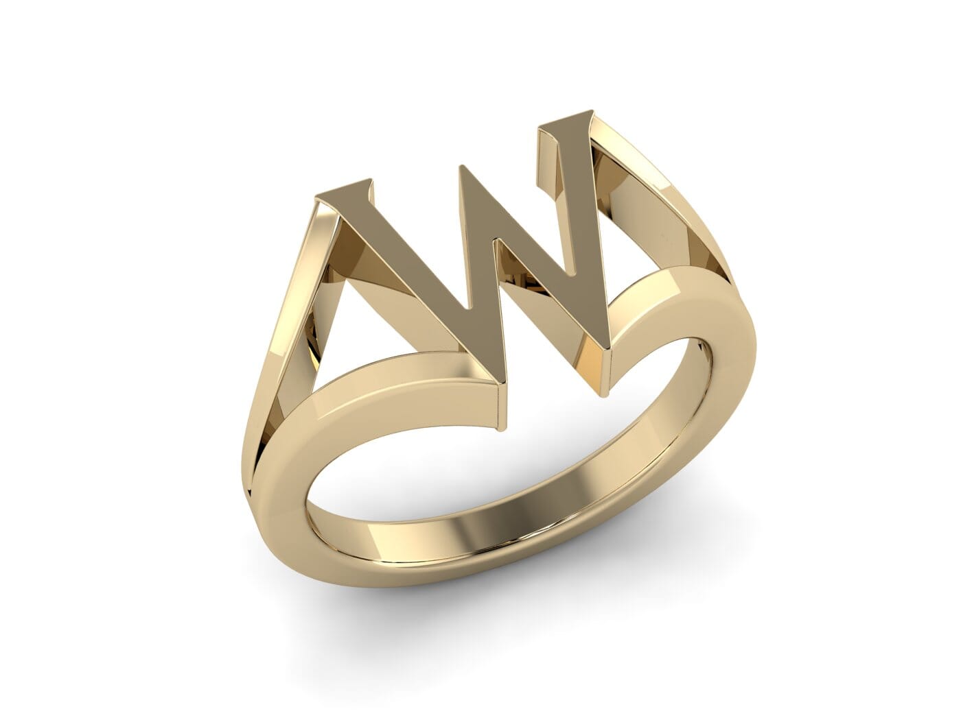 18KT Gold W Initial Ring