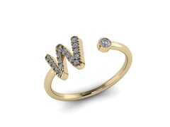 18KT Gold and 0.18 carat Diamond W Initial Ring