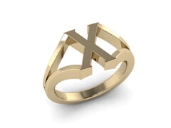18KT Gold X Initial Ring