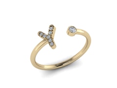 18KT Gold and 0.08 carat Diamond Y Initial Ring
