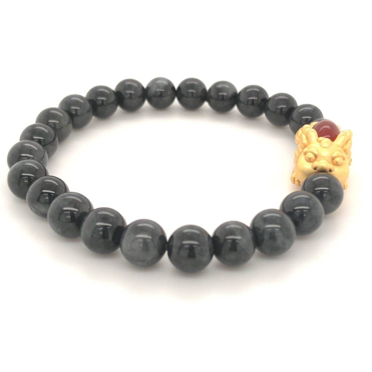 Natural Burma Gray Jade and Carnelian with Pixie Bracelet