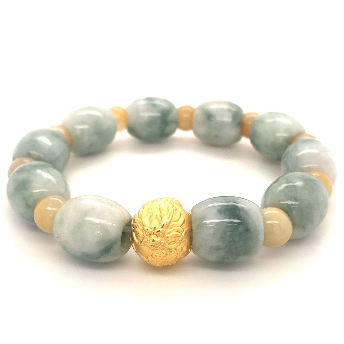 Natural Burma Green Apple Jade and Honey Jade Bracelet