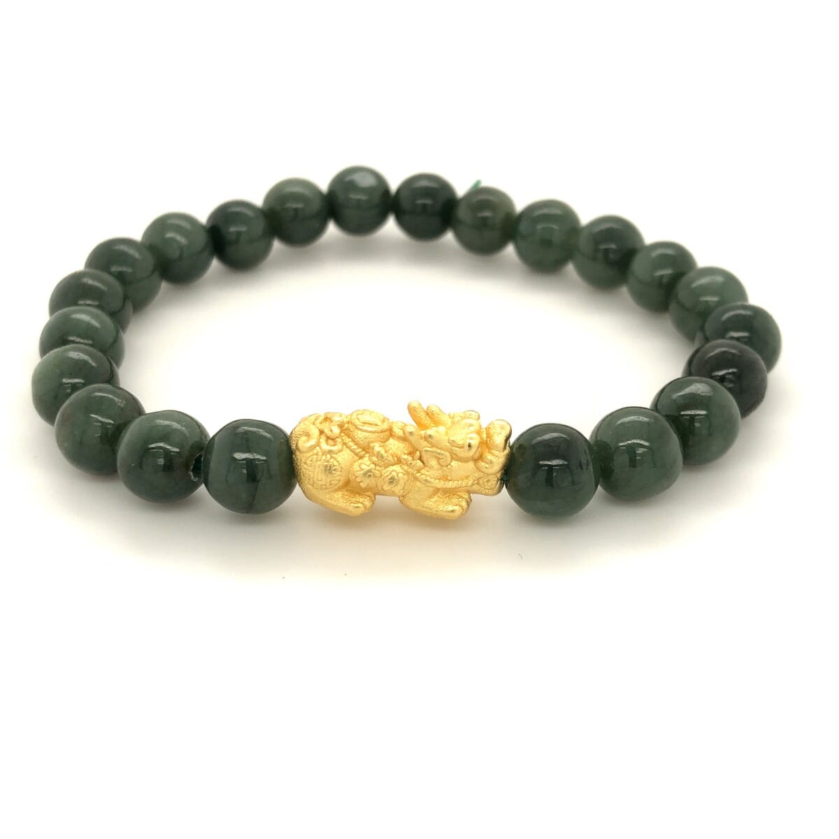 Natural Burma Green Jade Bracelet with Pixie
