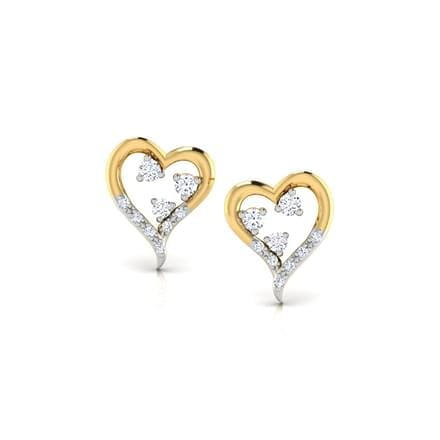 Round Diamond Heart Earrings