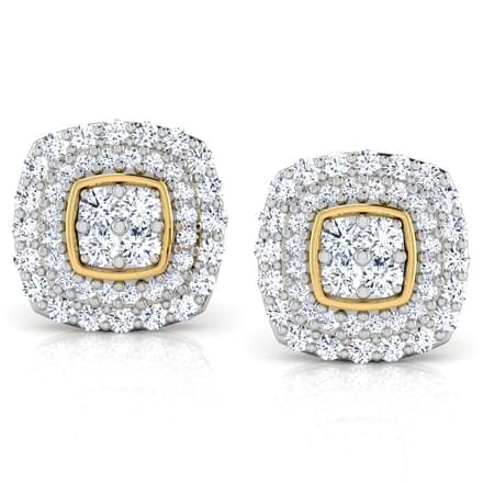Round Diamond Cluster Earrings