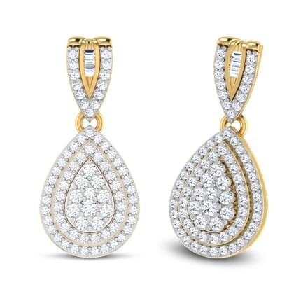 Round Diamond Drop Earrings