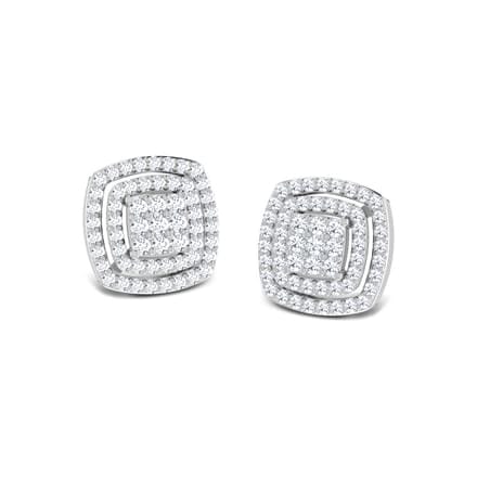 Round Diamond Cluster Earrings