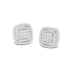 Round Diamond Cluster Earrings