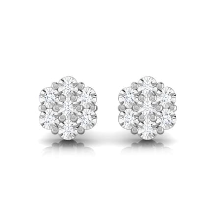 Round Diamond Flower Earrings