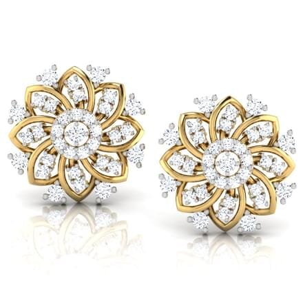 Round Diamond Flower Earrings