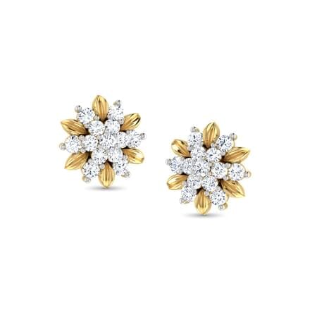 Round Diamond Flower Earrings