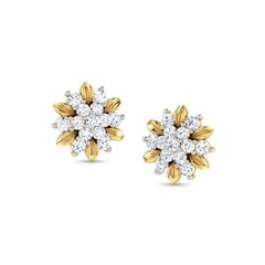 Round Diamond Flower Earrings