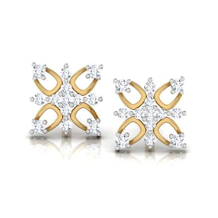 Round Diamond Flower Earrings