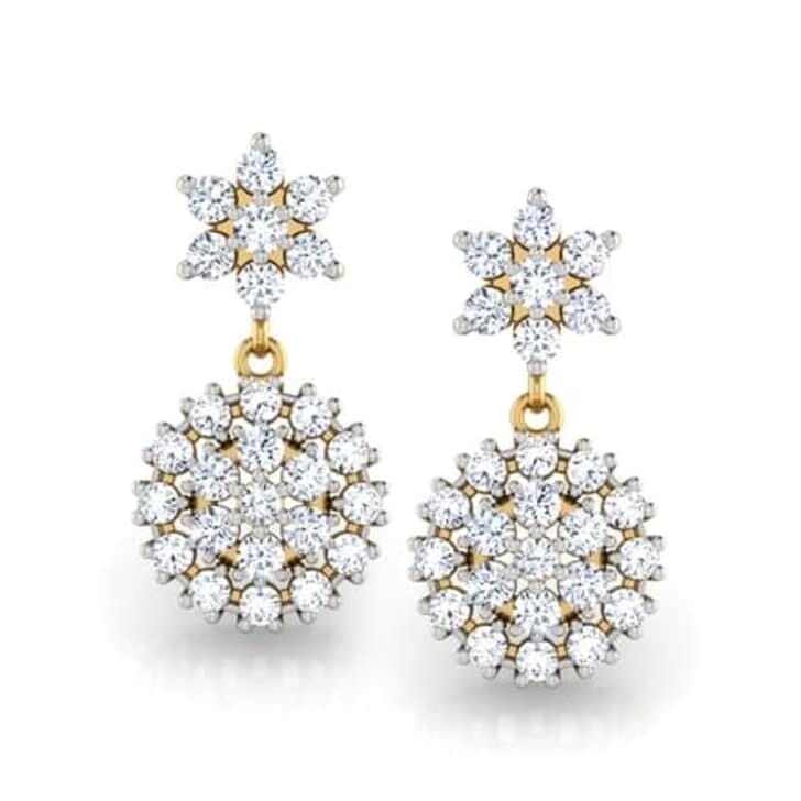 Round Diamond Drop Earrings