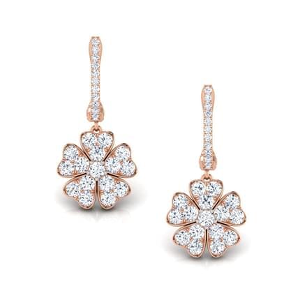 Round Diamond Drop Earrings