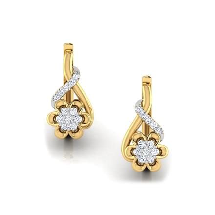 Round Diamond Flower Earrings