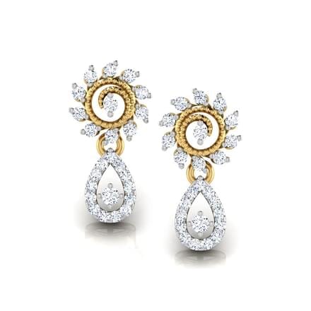 Round Diamond Drop Earrings