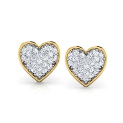 Round Diamond Heart Earrings