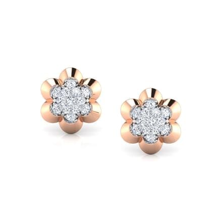 Round Diamond Flower Earrings
