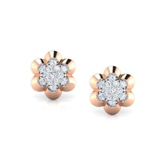 Round Diamond Flower Earrings