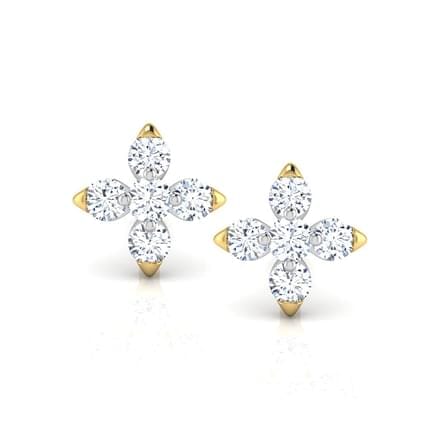 Round Diamond Flower Earrings