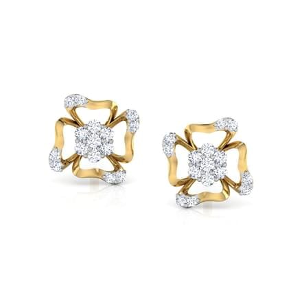 Round Diamond Flower Earrings
