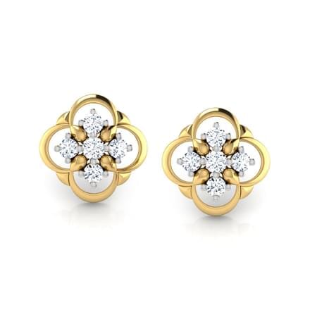 Round Diamond Flower Earrings