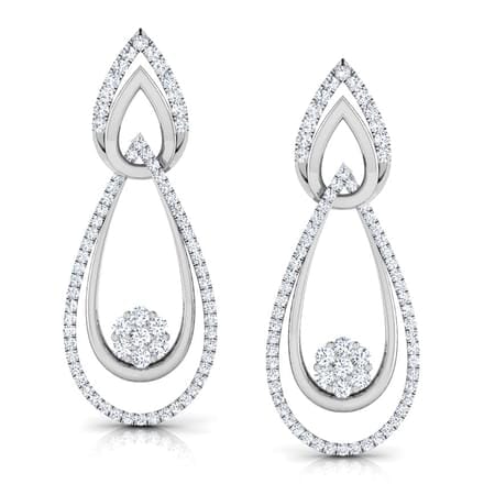 Round Diamond Drop Earrings