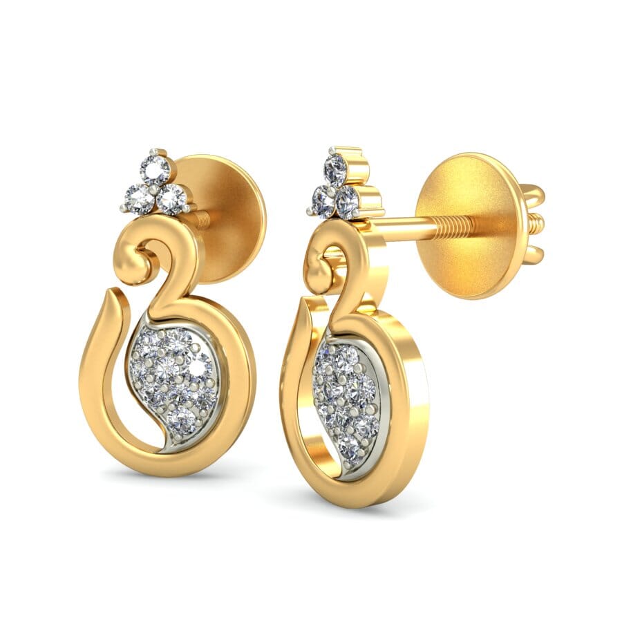 18KT Gold and 0.16 Carat Diamond Earrings