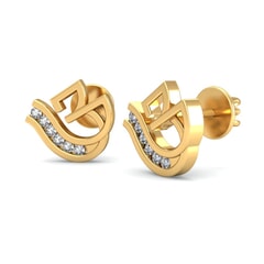18KT Gold and 0.18 Carat Diamond Earrings