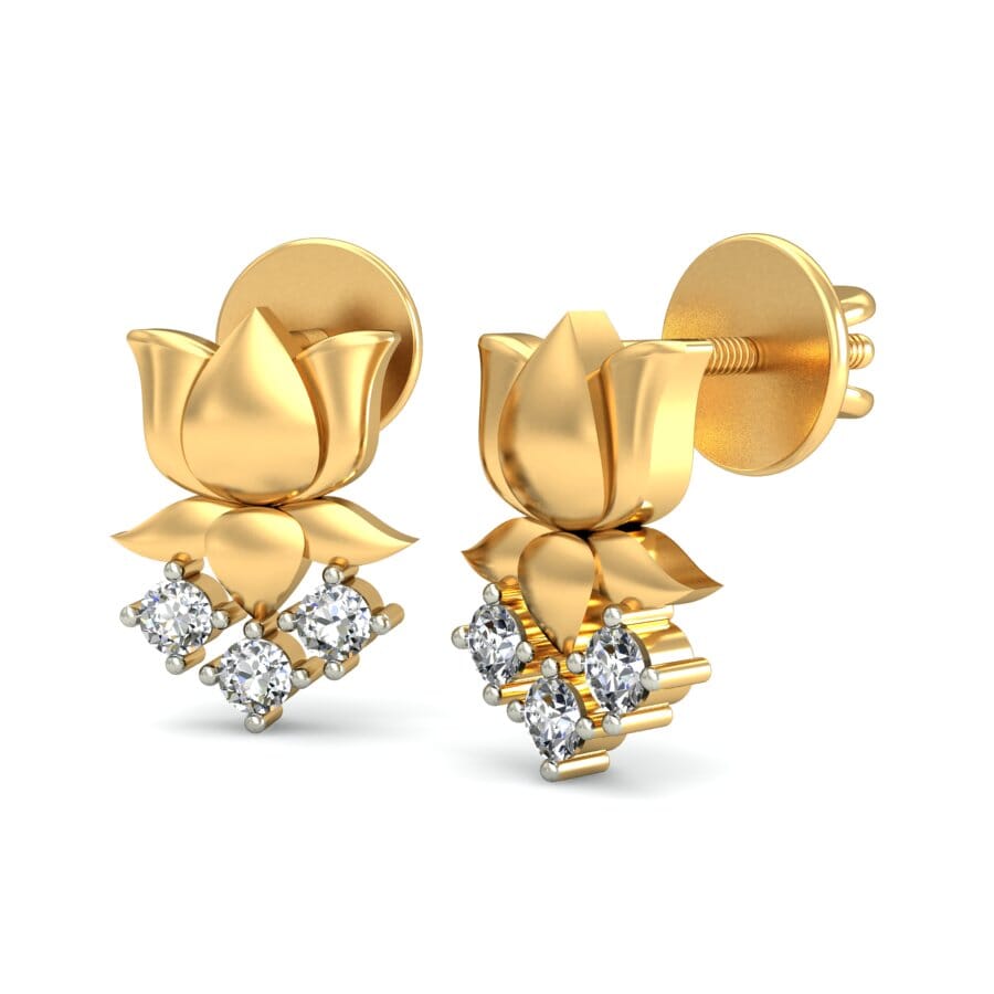 18KT Gold and 0.18 Carat Diamond Earrings