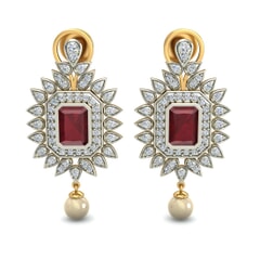 18KT Gold and 2.00 Carat Ruby and 0.79 Carat Diamond Earrings