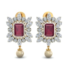 18KT Gold and 2.00 Carat Ruby and 1.17 Carat Diamond Earrings
