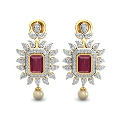 18KT Gold and 2.00 Carat Ruby and 0.67 Carat Diamond Earrings