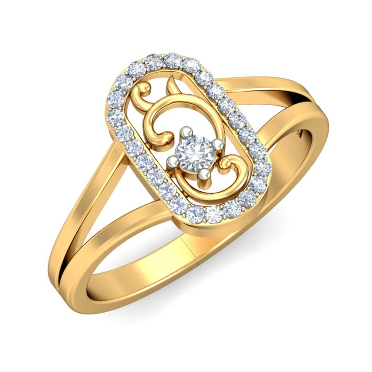 18KT Gold and 0.16 Carat F Color VS Clarity Diamond Ring